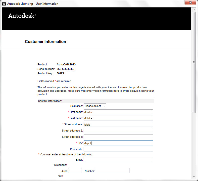 autocad 2013 activation code